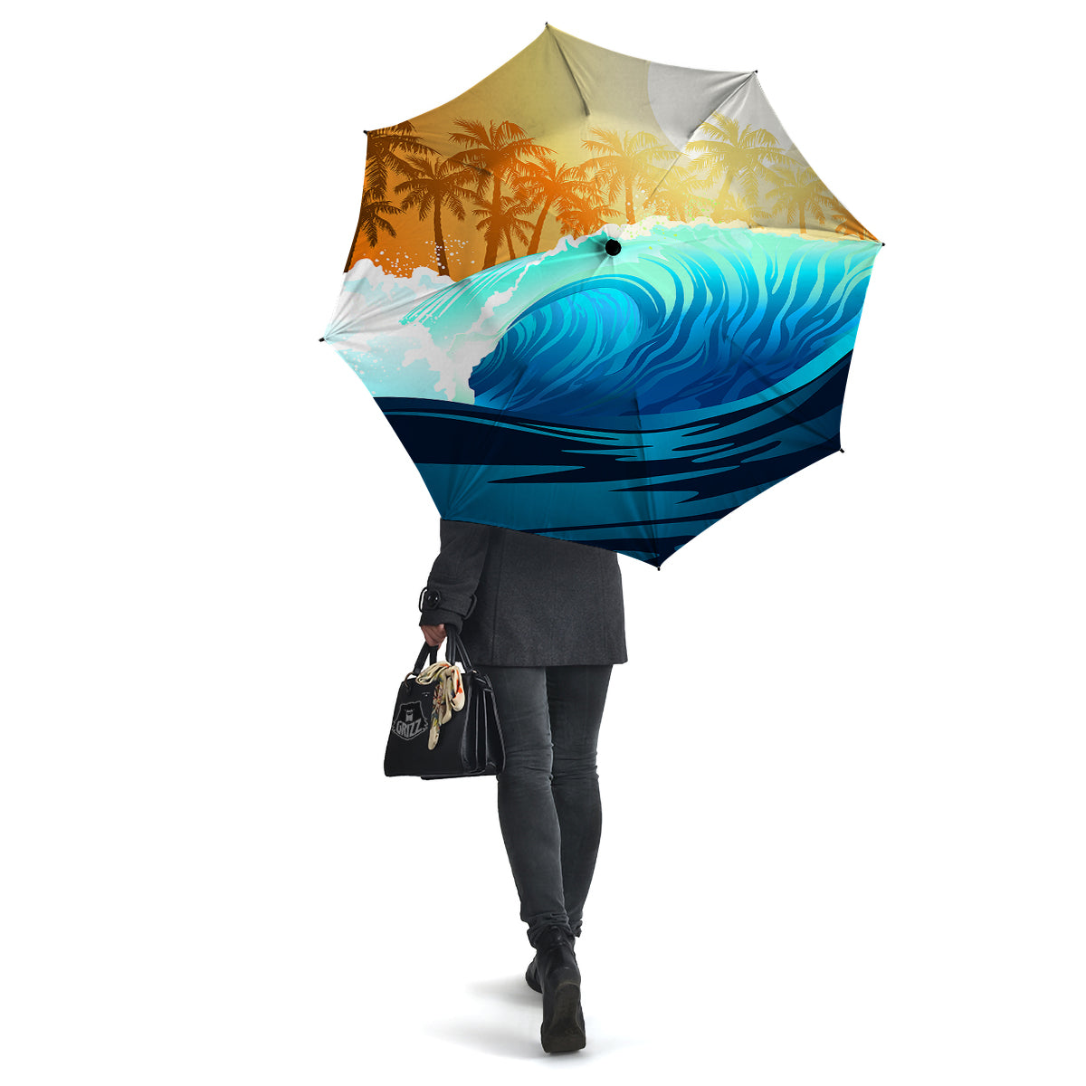 Sunrise Tropical Surfing Wave Print Umbrella-grizzshop