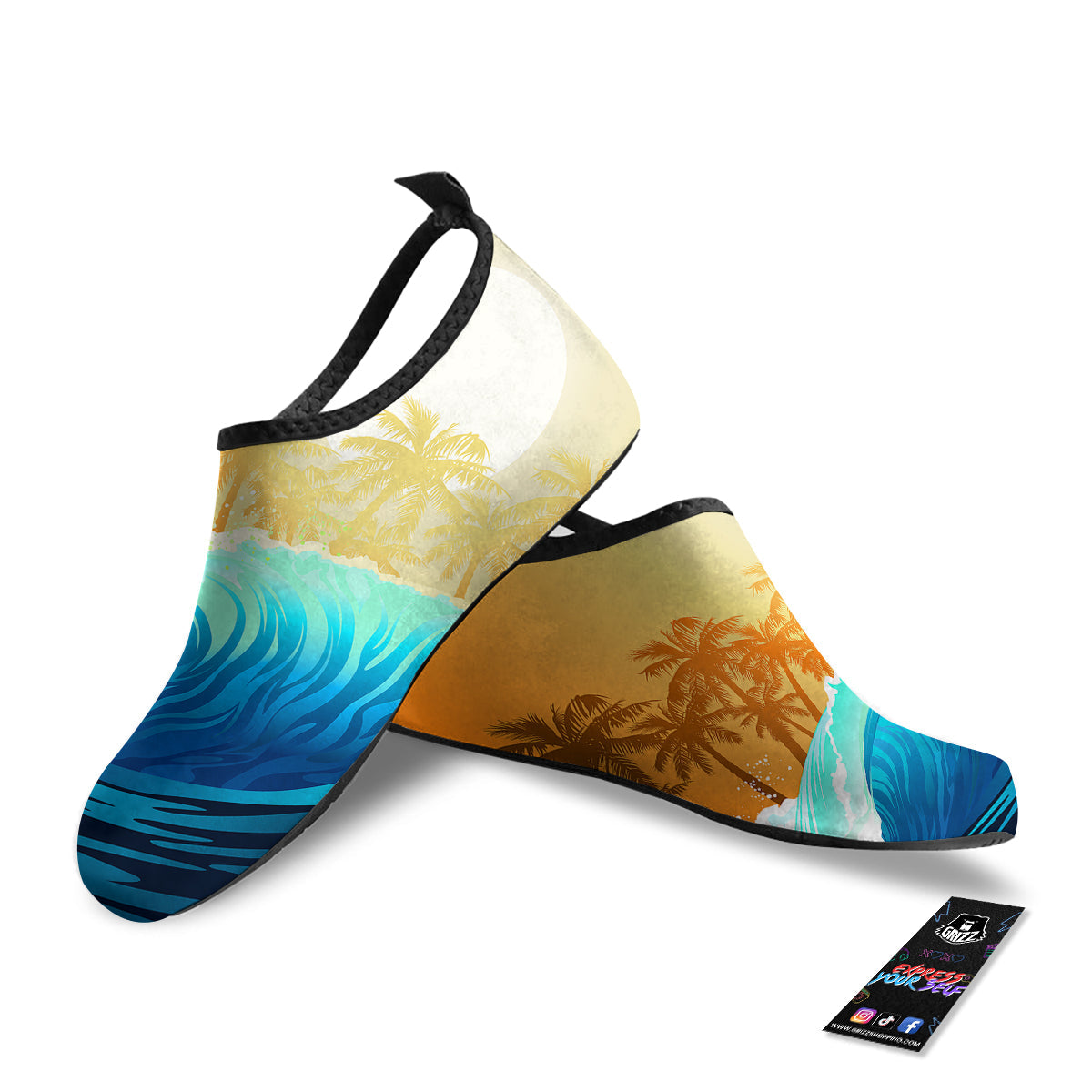 Sunrise Tropical Surfing Wave Print Water Shoes-grizzshop