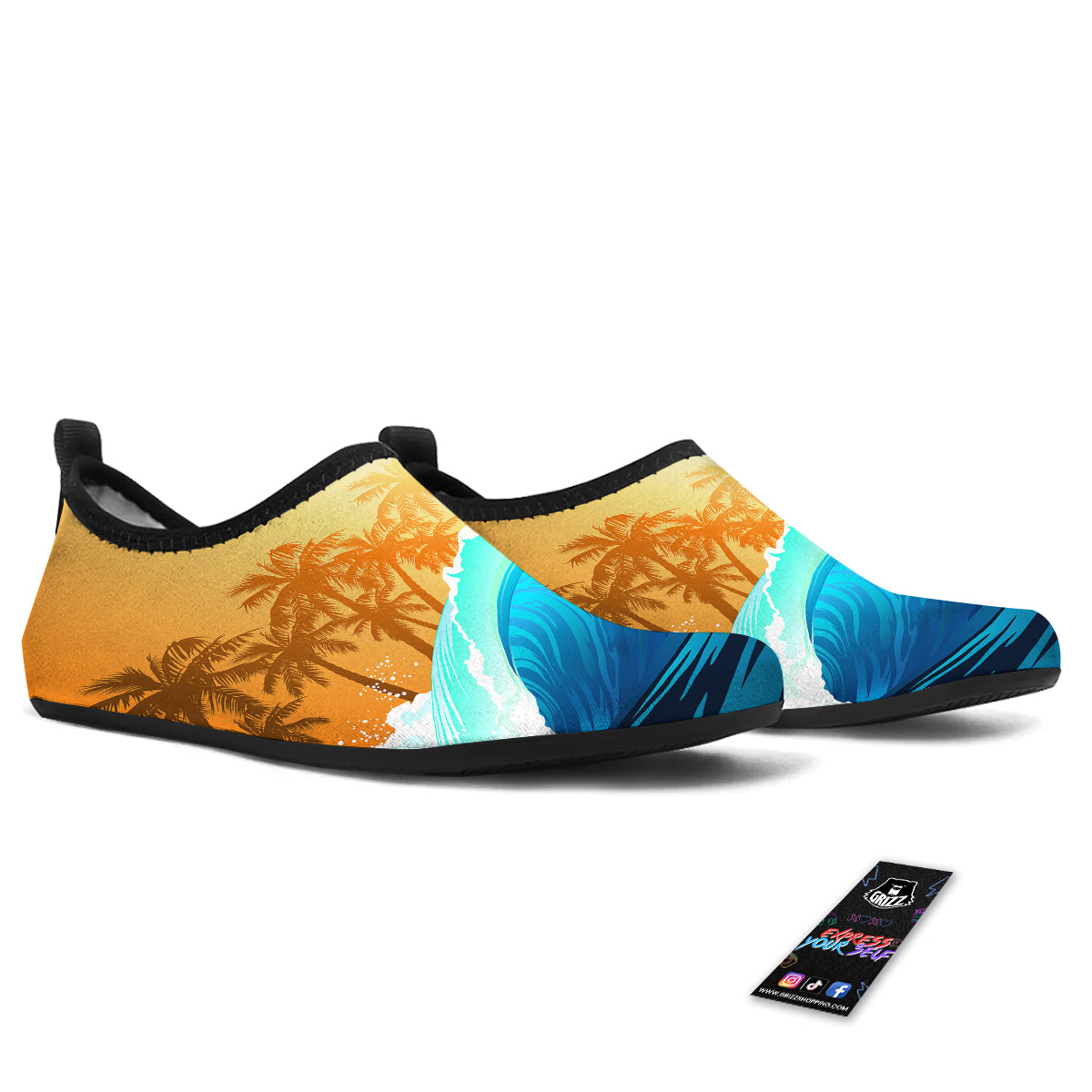 Sunrise Tropical Surfing Wave Print Water Shoes-grizzshop