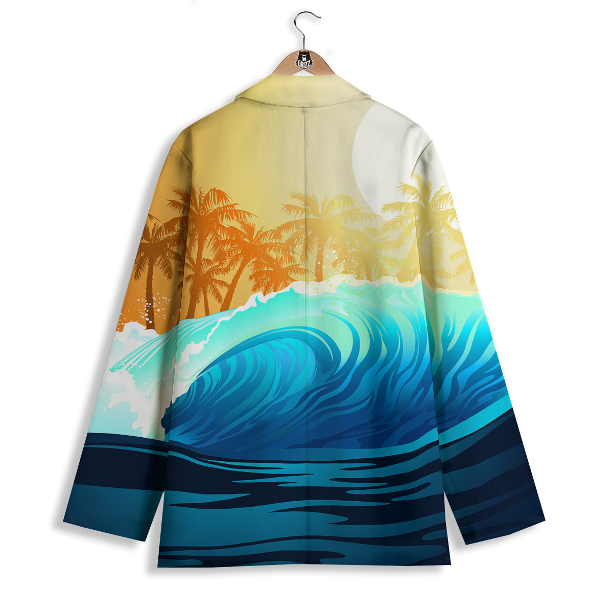 Sunrise Tropical Surfing Wave Print Women's Blazer-grizzshop