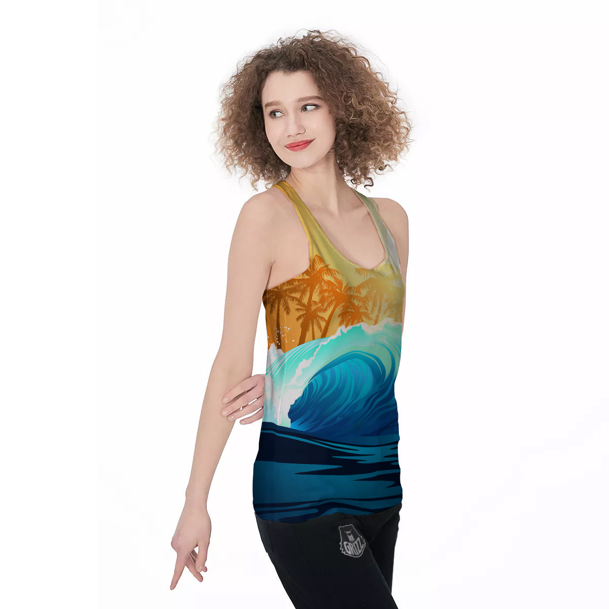 Sunrise Tropical Surfing Wave Print Women's Racerback Tank Top-grizzshop