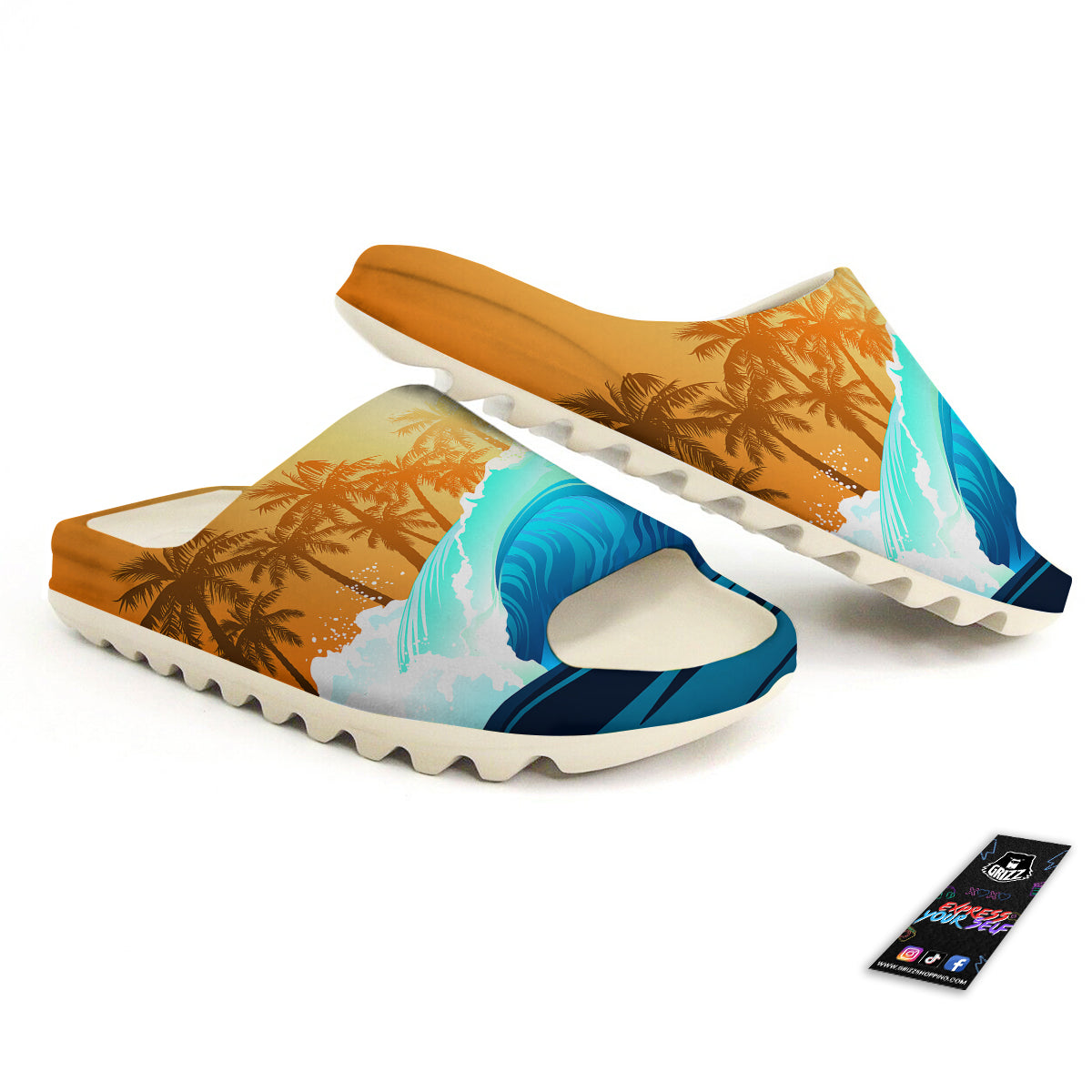 Sunrise Tropical Surfing Wave Print Sandals-grizzshop