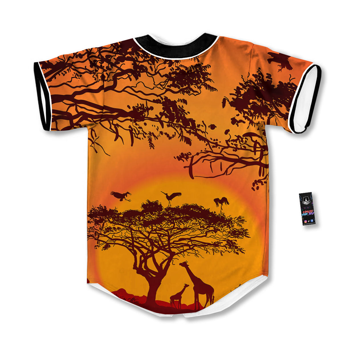 Sunset African Savanna Print Baseball Jersey-grizzshop