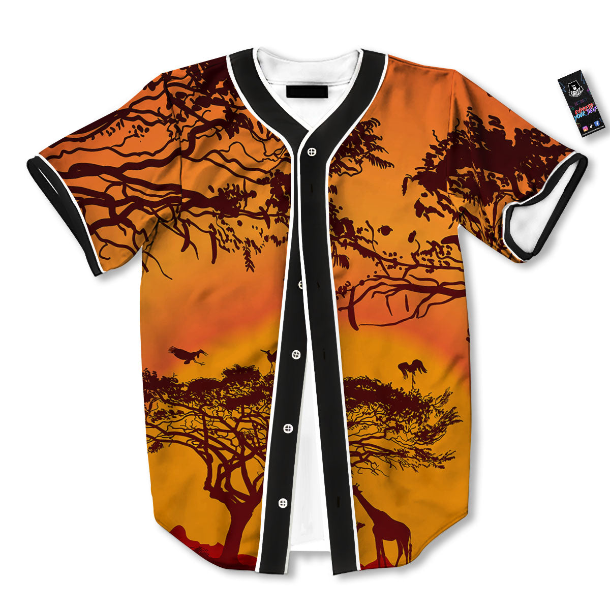 Sunset African Savanna Print Baseball Jersey-grizzshop