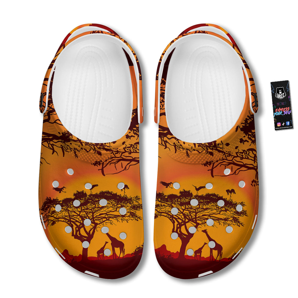 Sunset African Savanna Print Clog-grizzshop