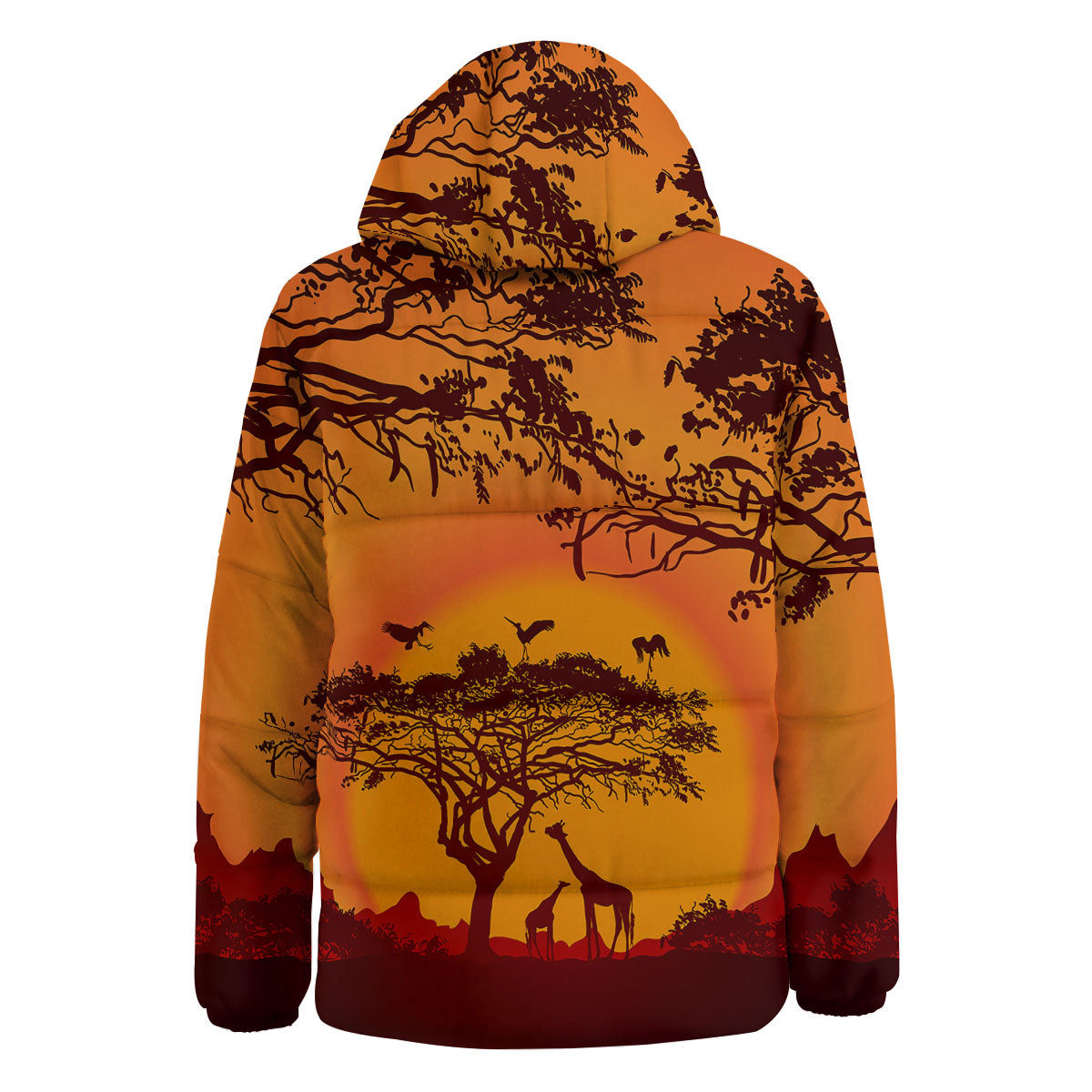Sunset African Savanna Print Down Jacket-grizzshop