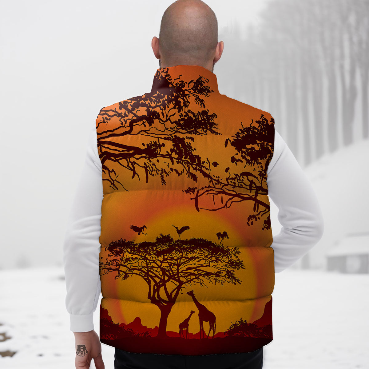 Sunset African Savanna Print Down Vest
