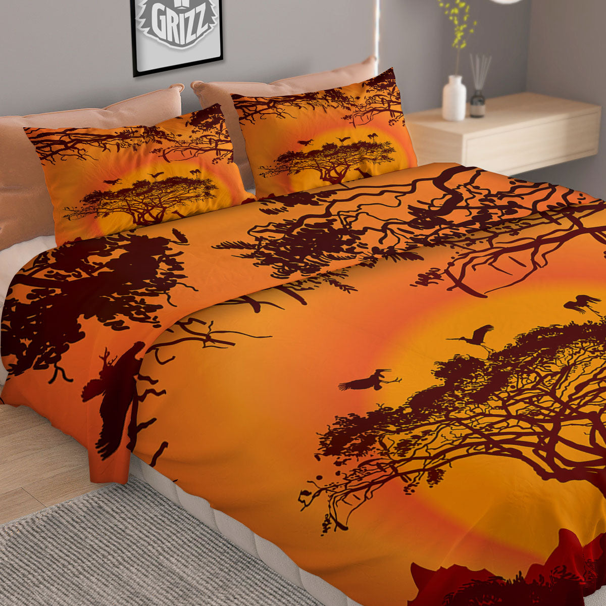 Sunset African Savanna Print Duvet Cover Bedding Set
