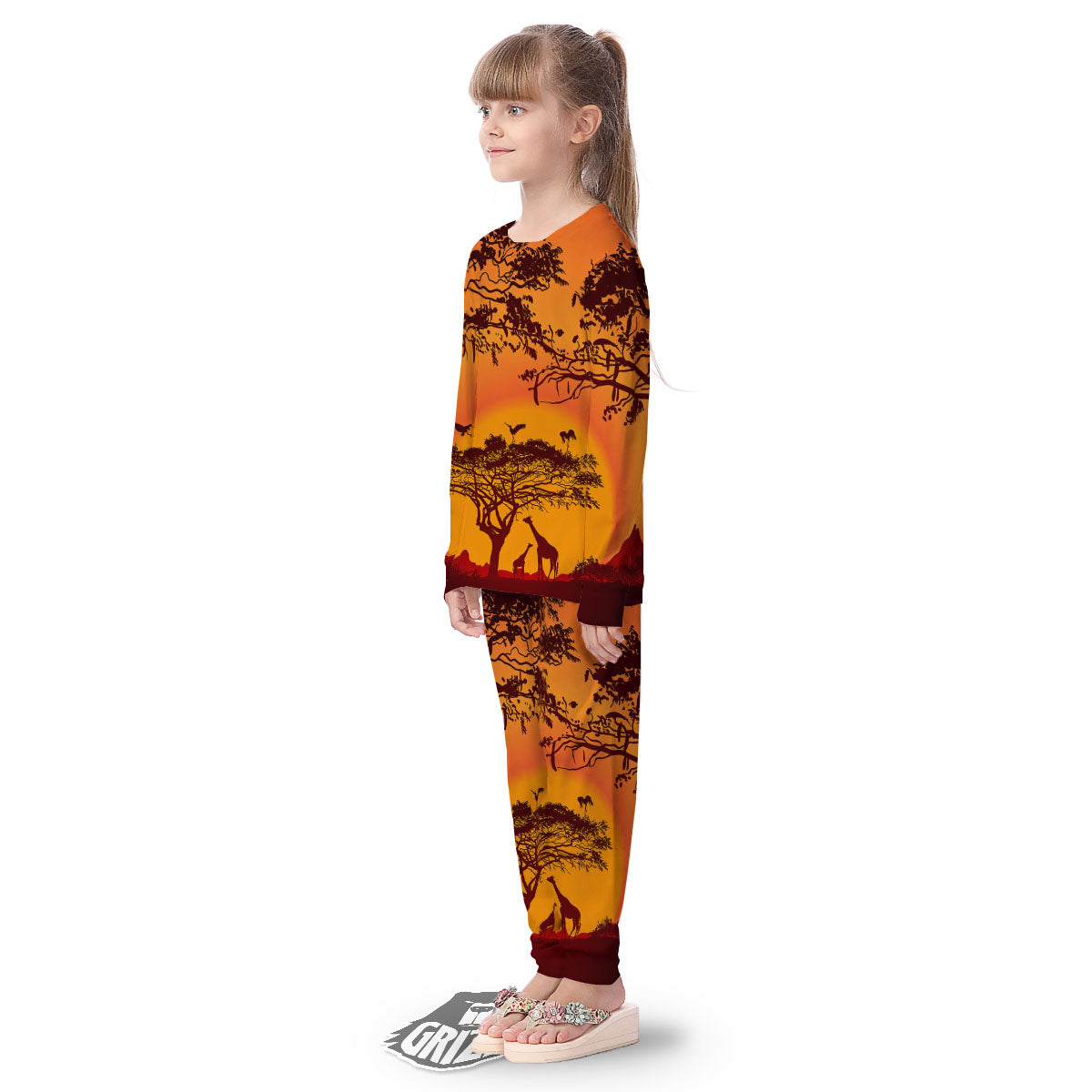 Sunset African Savanna Print Kid's Pajamas-grizzshop