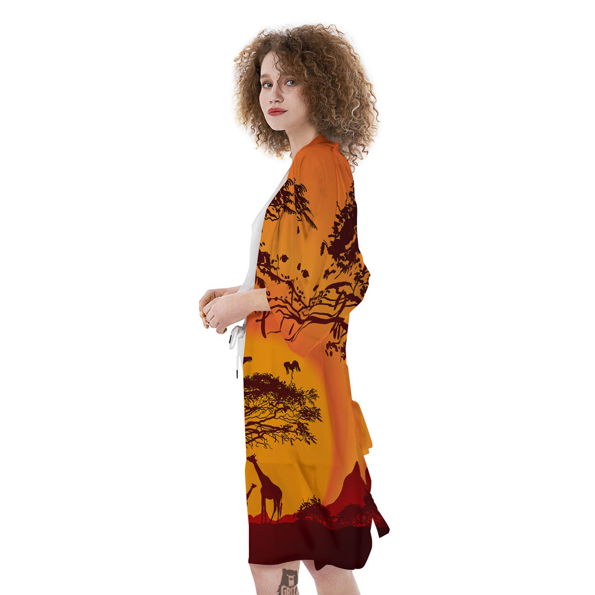 Sunset African Savanna Print Kimono-grizzshop