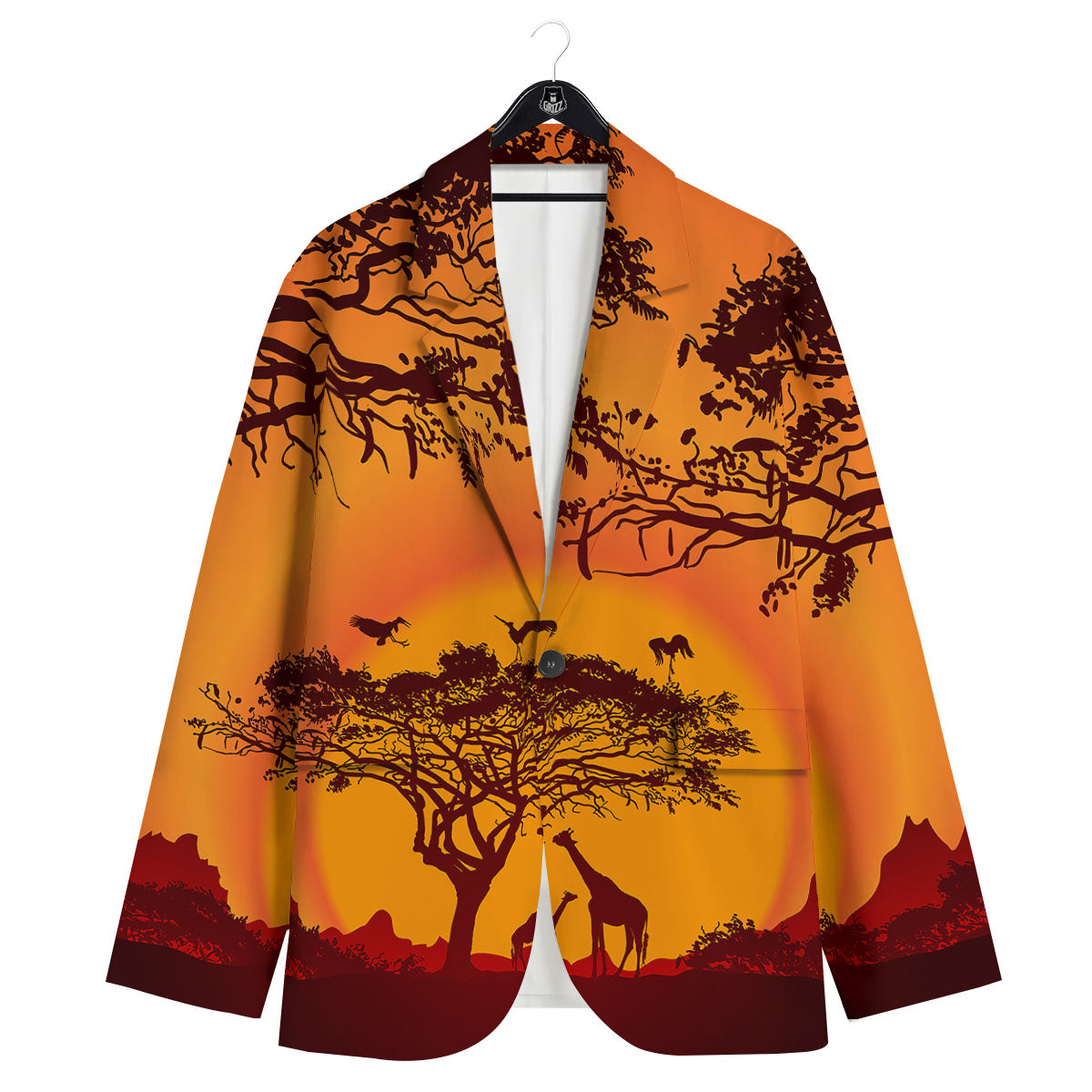 Sunset African Savanna Print Men's Sport Coat-grizzshop