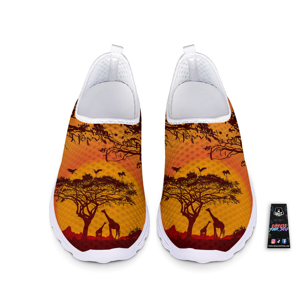 Sunset African Savanna Print Nurse Shoes-grizzshop