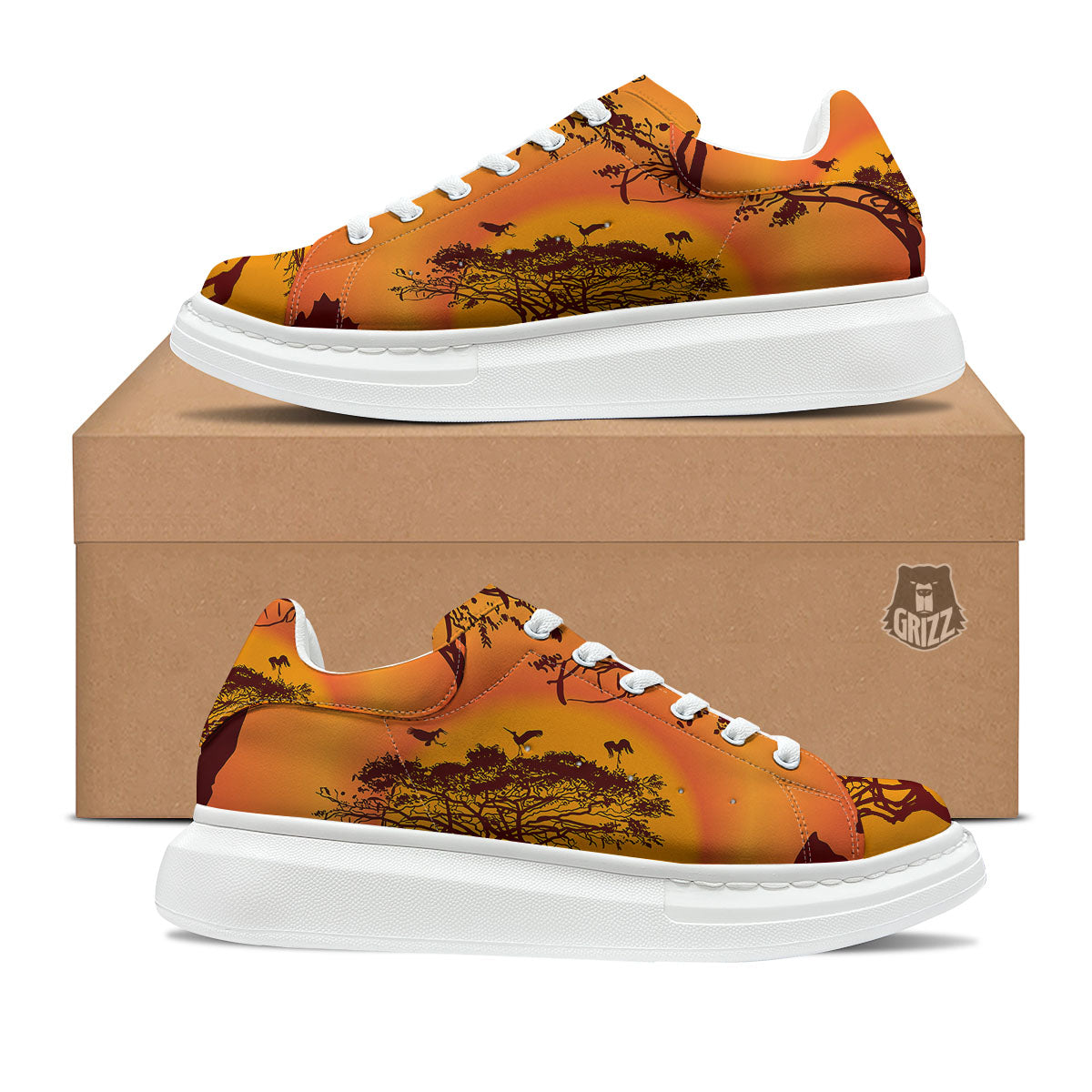Sunset African Savanna Print Platform Shoes-grizzshop