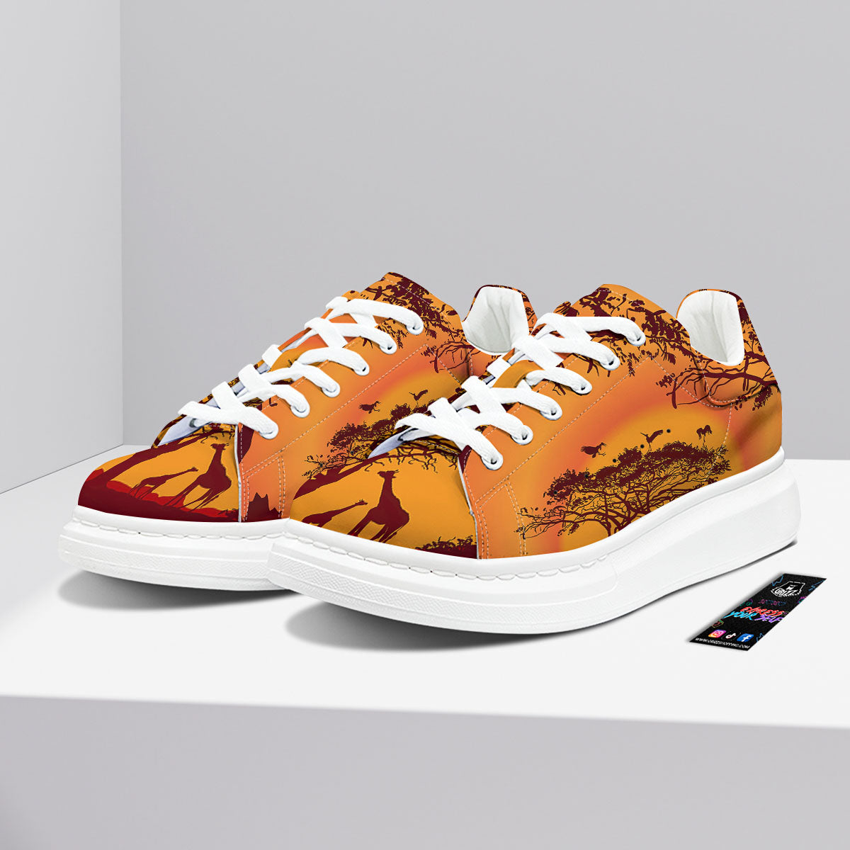 Sunset African Savanna Print Platform Shoes-grizzshop