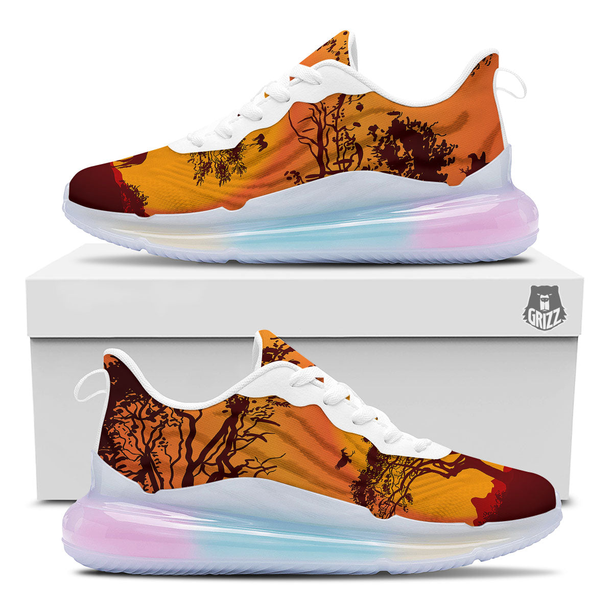 Sunset African Savanna Print Running Sneakers-grizzshop