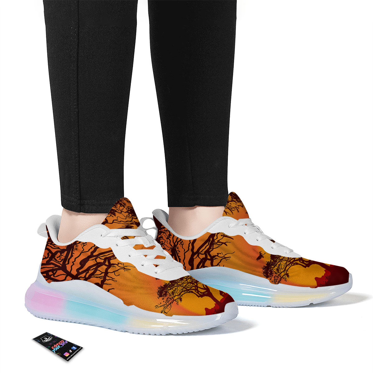 Sunset African Savanna Print Running Sneakers-grizzshop