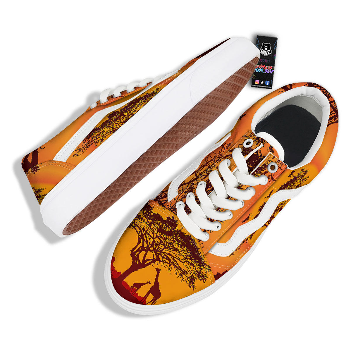 Sunset African Savanna Print Skate Shoes-grizzshop