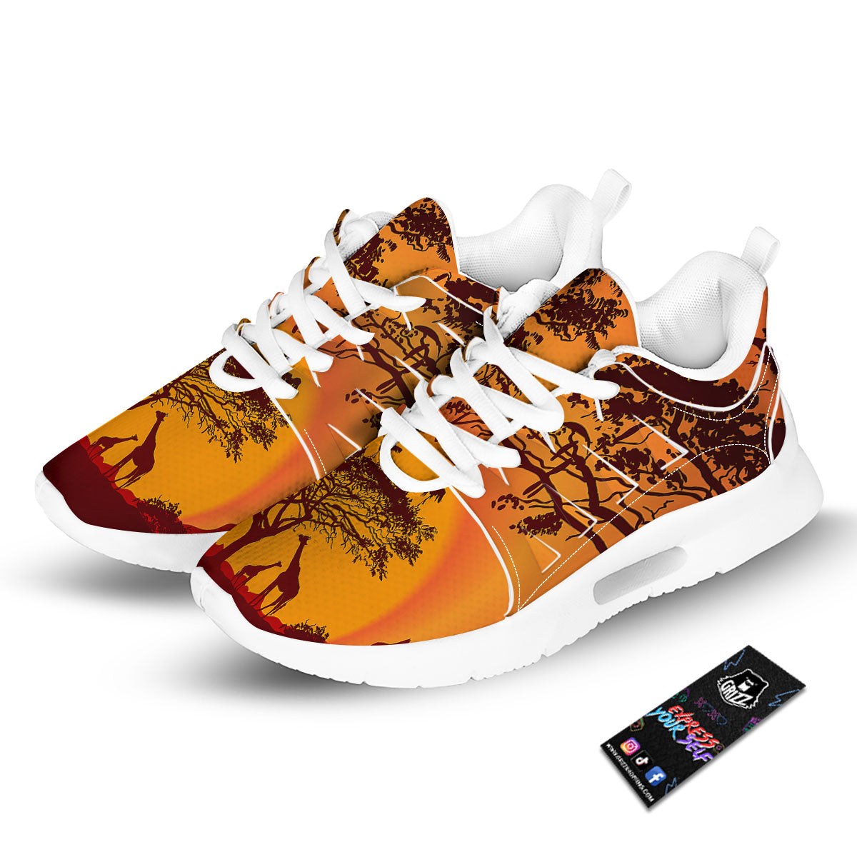 Sunset African Savanna Print Tennis Shoes-grizzshop