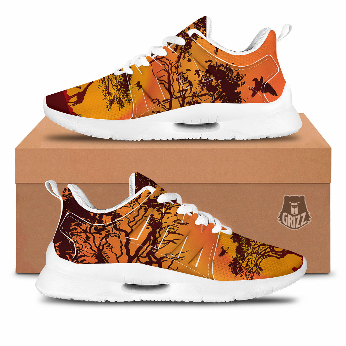 Sunset African Savanna Print Tennis Shoes-grizzshop