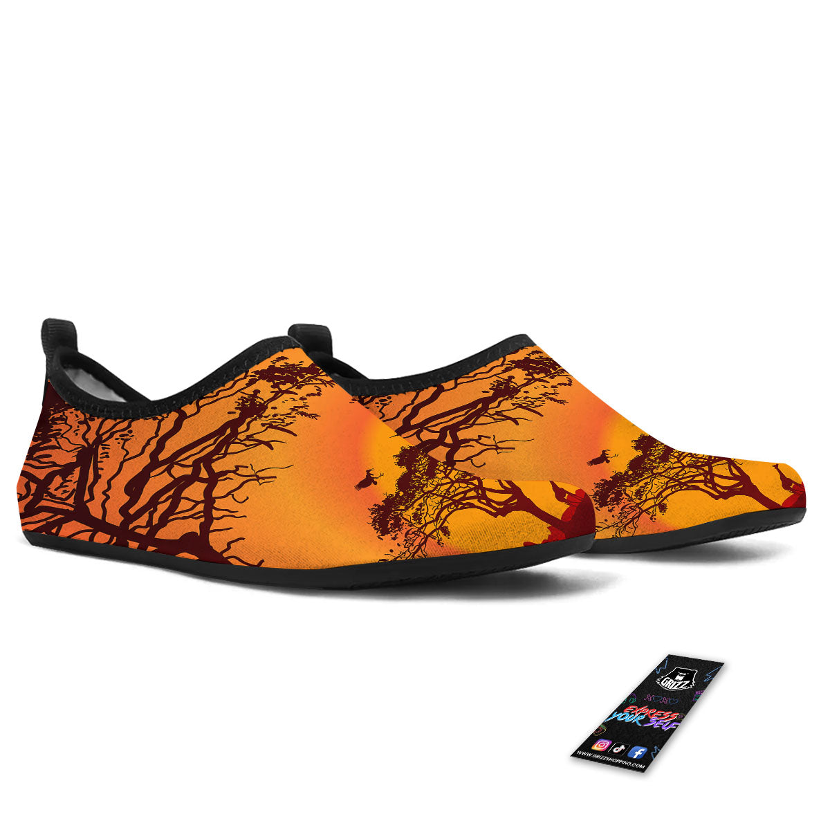 Sunset African Savanna Print Water Shoes-grizzshop