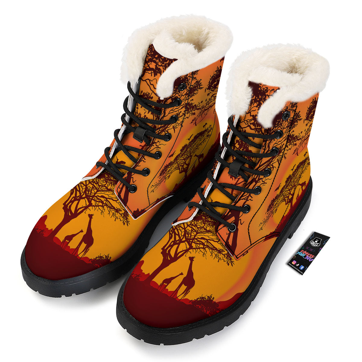 Sunset African Savanna Print Winter Boots-grizzshop