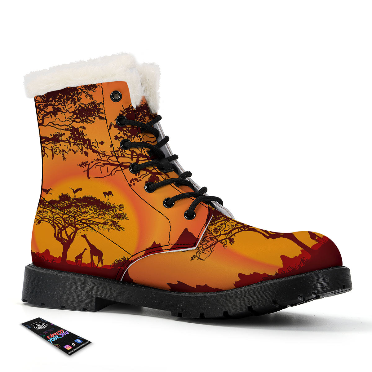 Sunset African Savanna Print Winter Boots-grizzshop