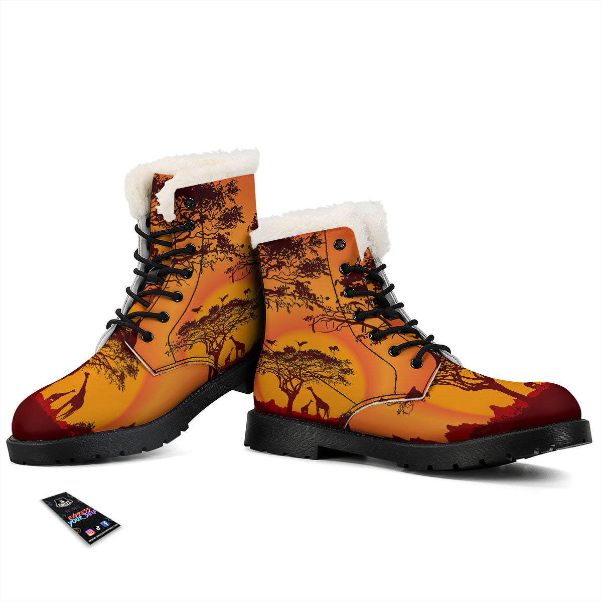 Sunset African Savanna Print Winter Boots-grizzshop