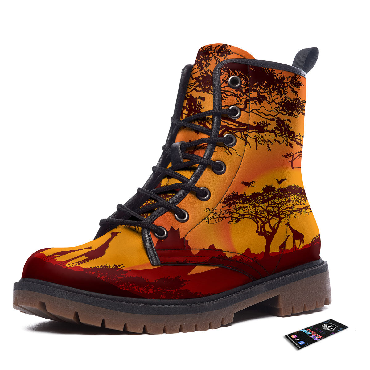 Sunset African Savanna Print Work Boots-grizzshop