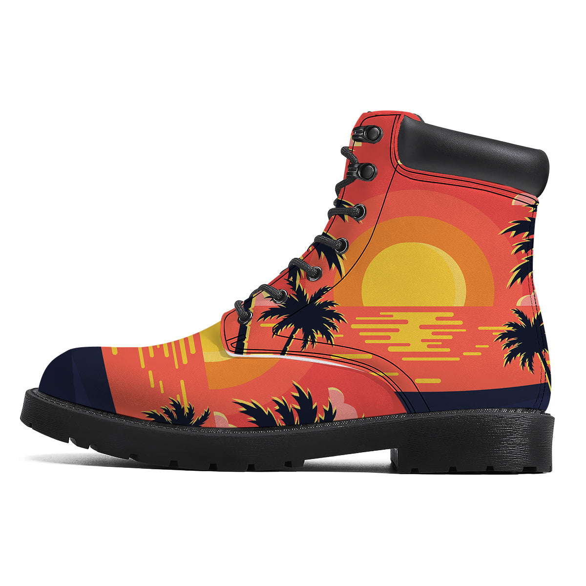 Sunset And Beach Pink Sky Print Boots-grizzshop
