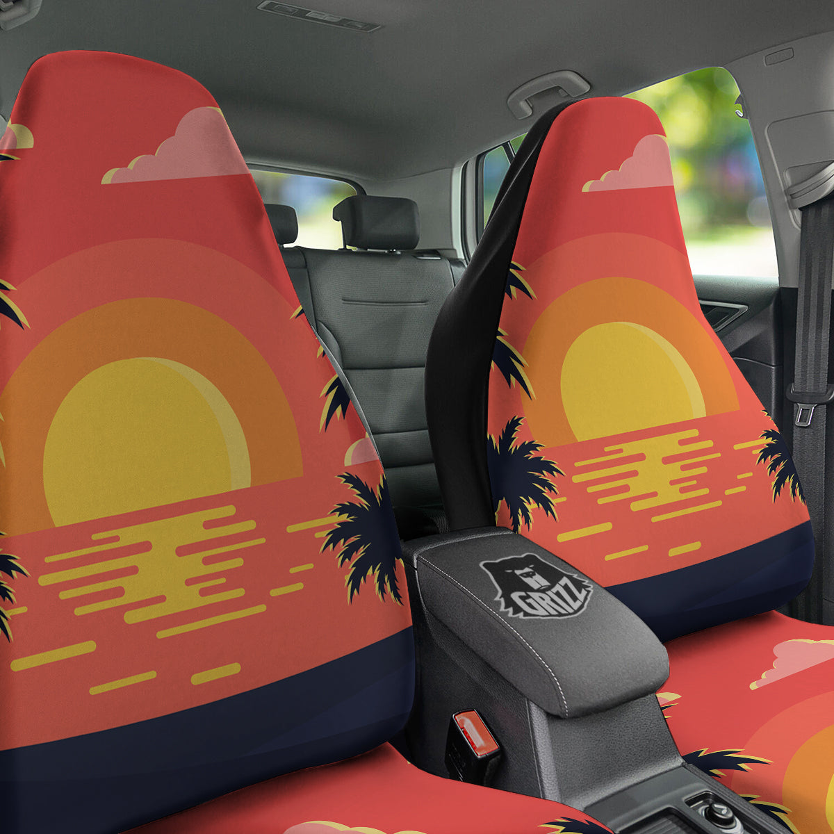 Sunset And Beach Pink Sky Print Car Seat Covers-grizzshop