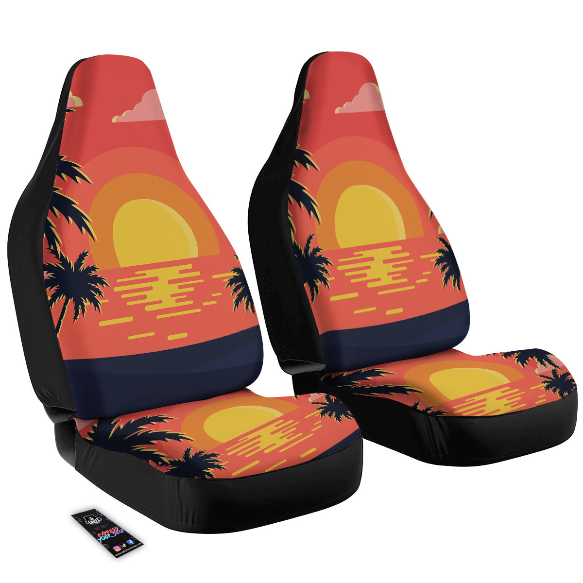 Sunset And Beach Pink Sky Print Car Seat Covers-grizzshop