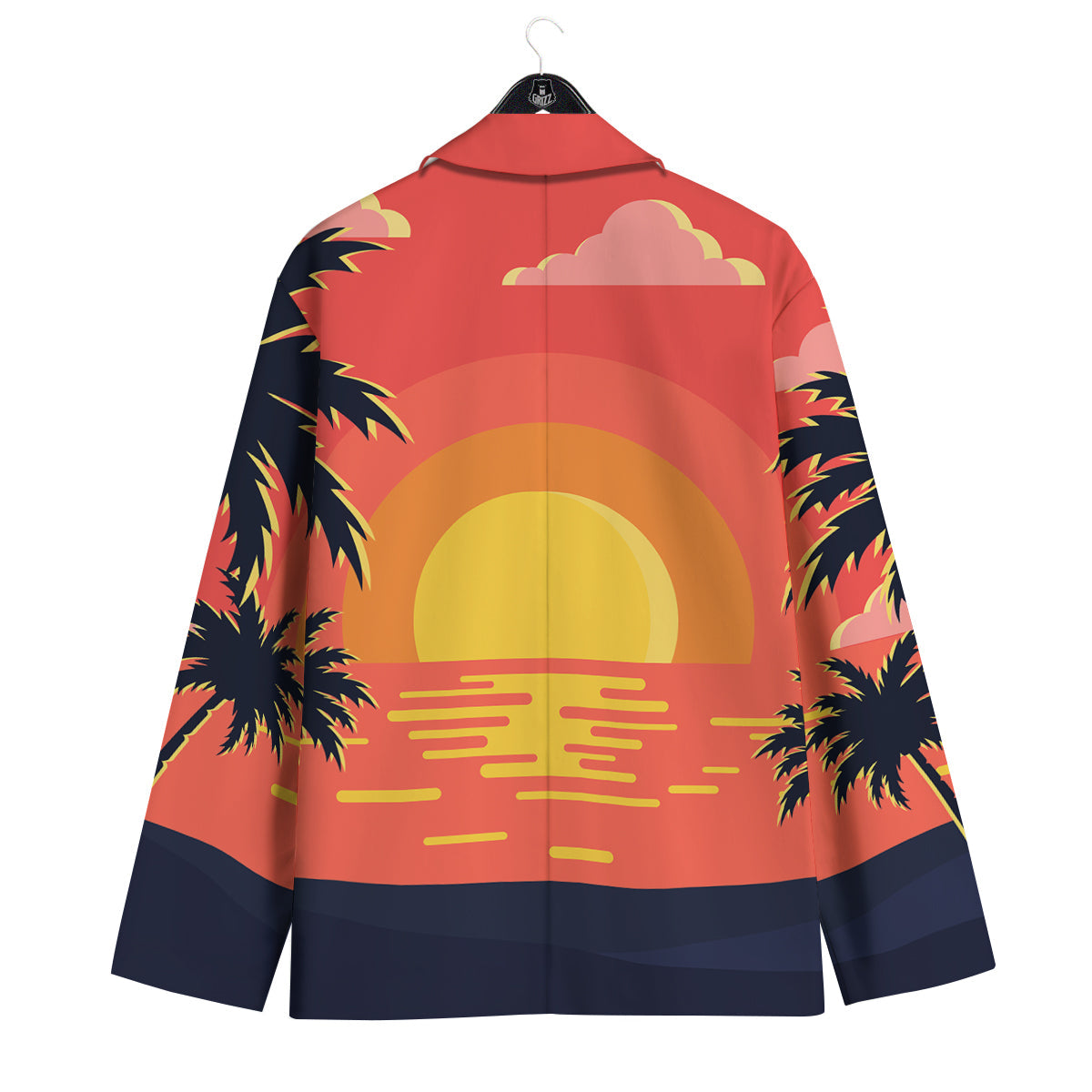 Sunset And Beach Pink Sky Print Men's Sport Coat-grizzshop