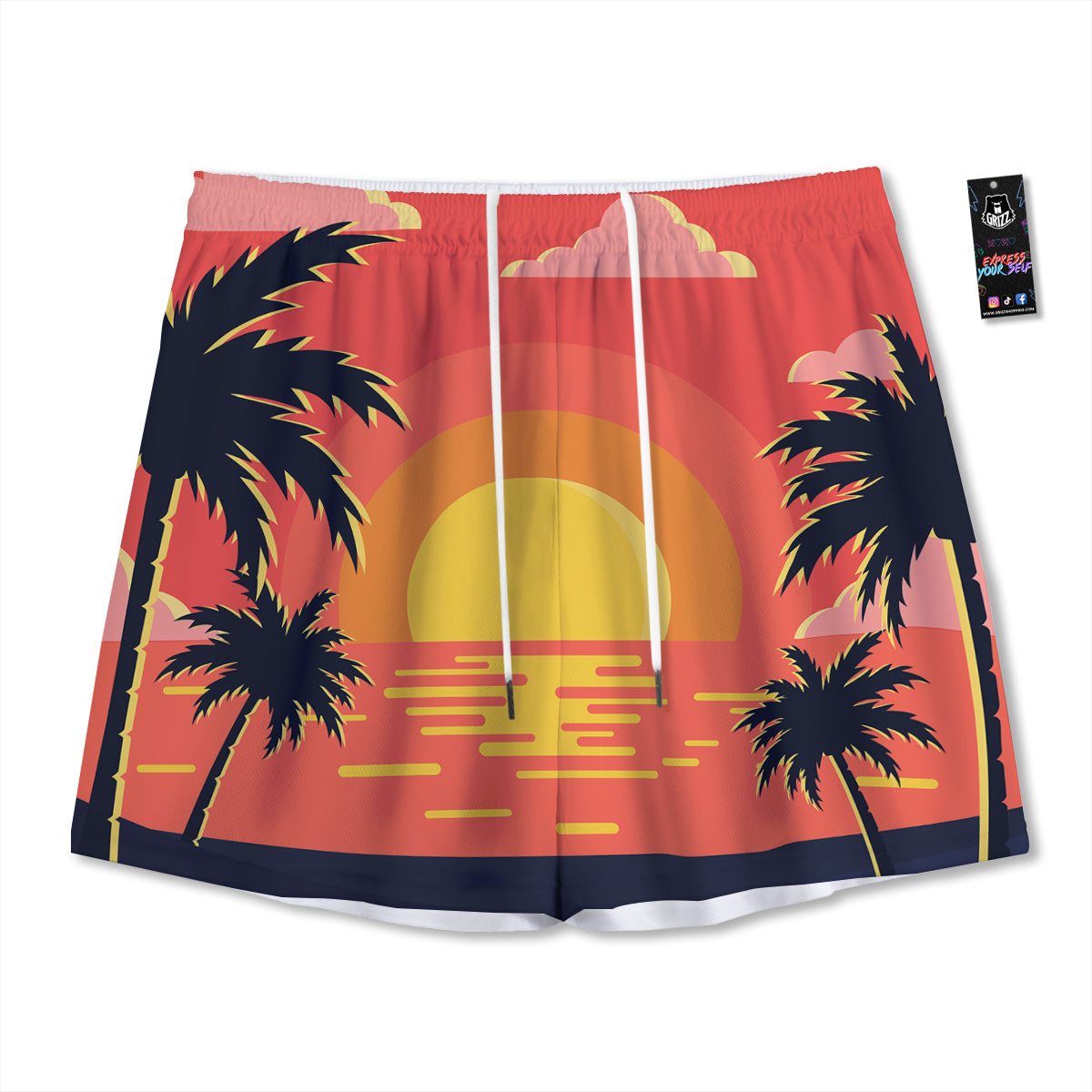 Texture Grey Marble Print Mesh Shorts