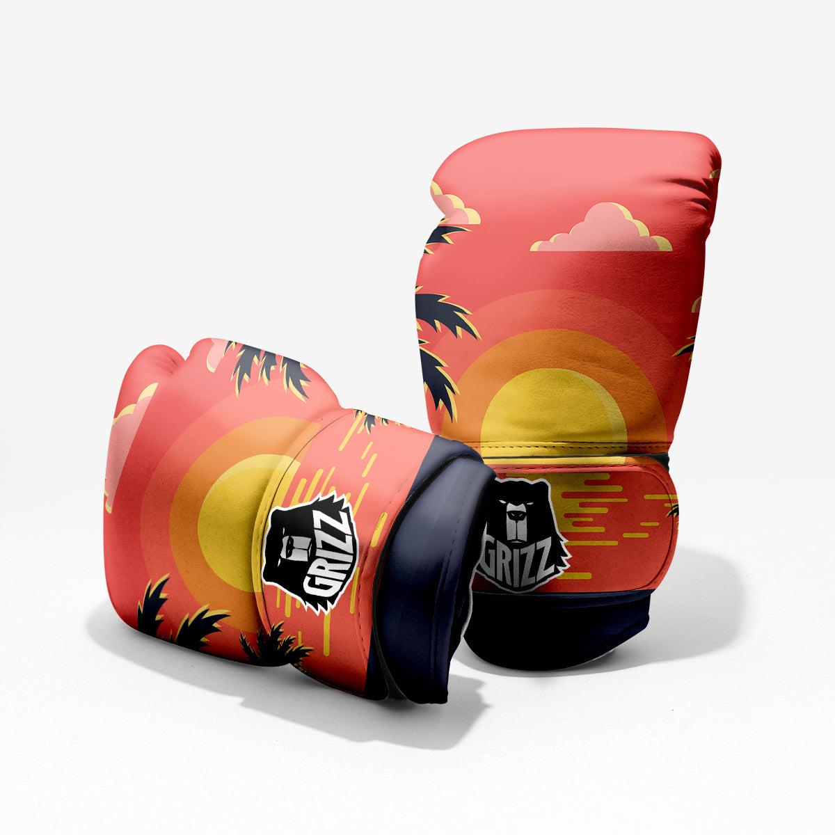 Sunset And Beach Pink Sky Print Pro Boxing Glove