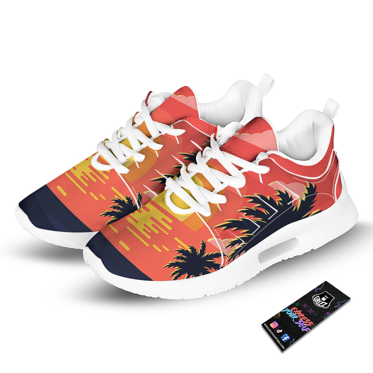Sunset And Beach Pink Sky Print Tennis Shoes-grizzshop