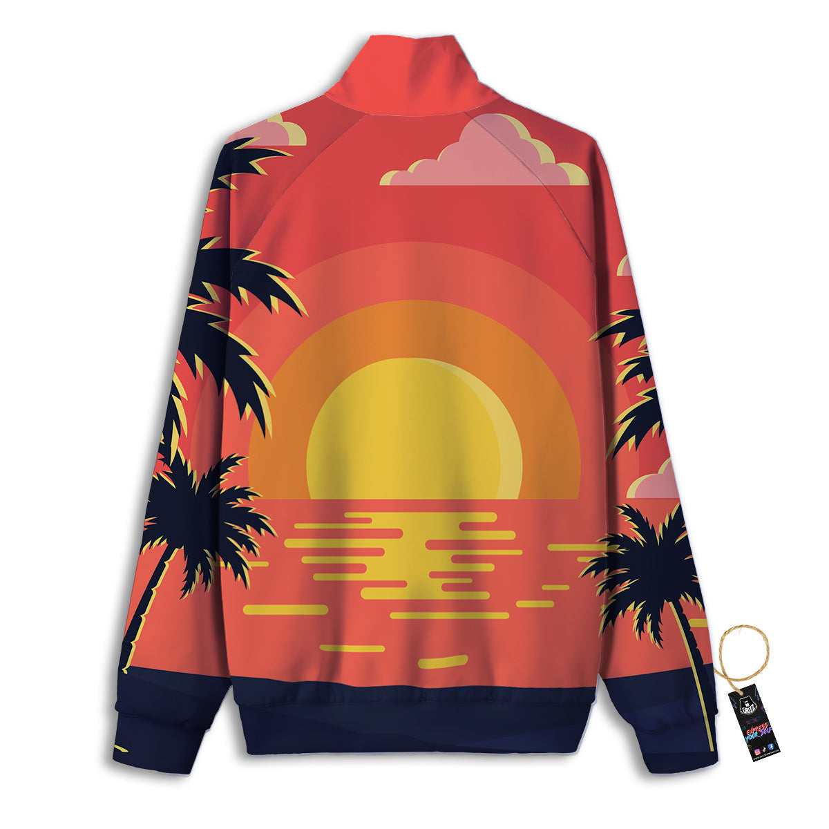 Sunset And Beach Pink Sky Print Track Jacket-grizzshop