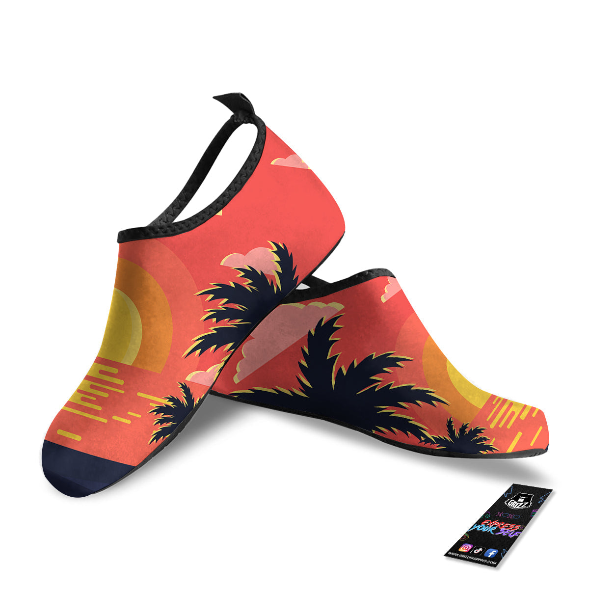 Sunset And Beach Pink Sky Print Water Shoes-grizzshop