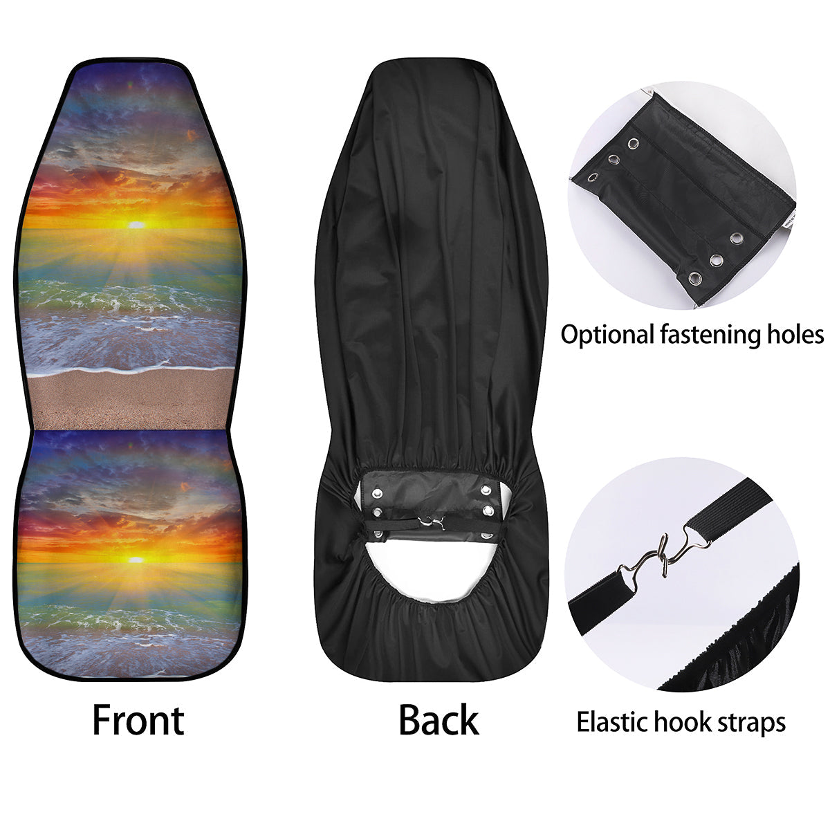 Sunset And Rainbow On Beach Print Car Seat Covers-grizzshop