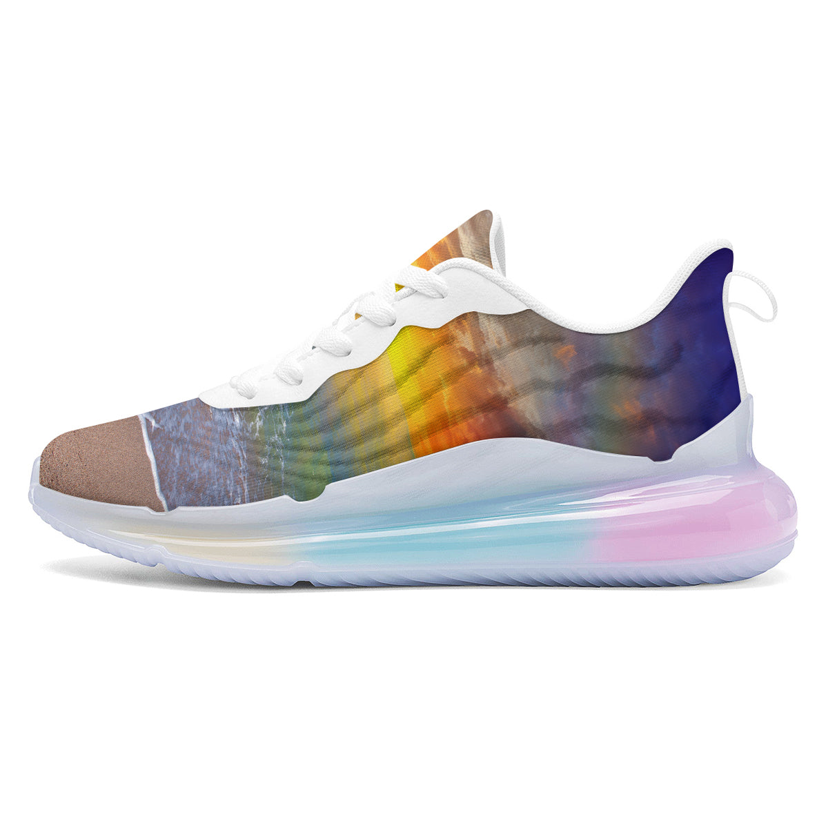 Sunset And Rainbow On Beach Print Running Sneakers-grizzshop