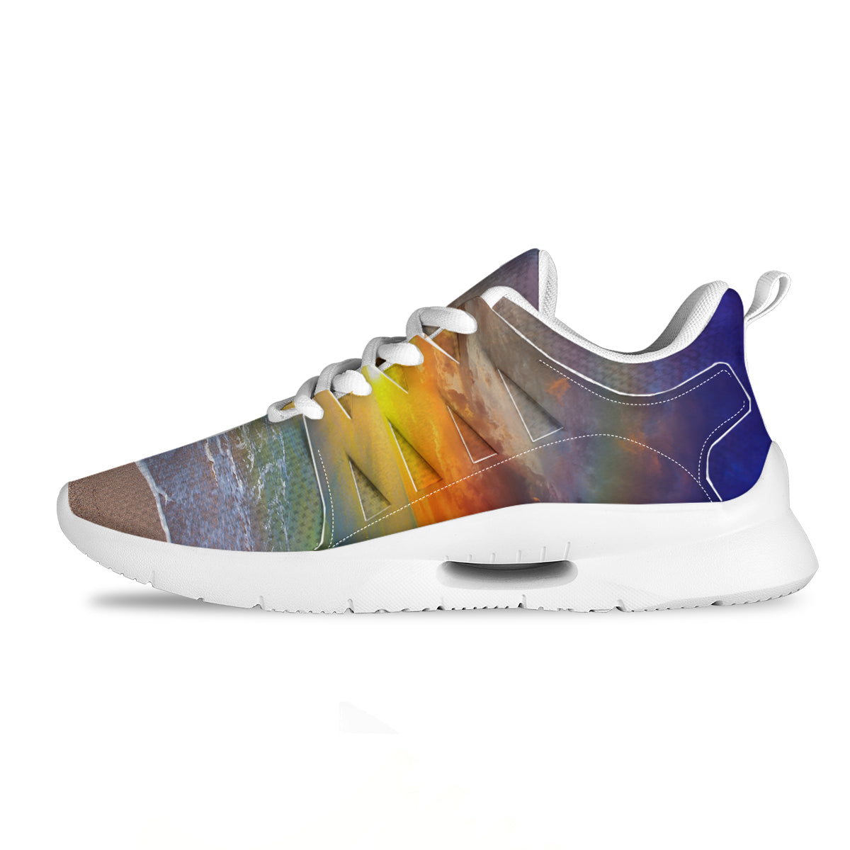 Sunset And Rainbow On Beach Print Tennis Shoes-grizzshop