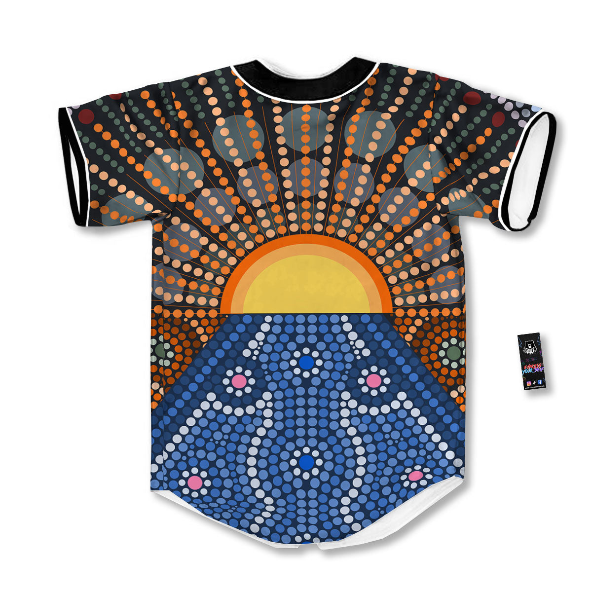 Sunset Art Aboriginal Indigenous Print Baseball Jersey-grizzshop