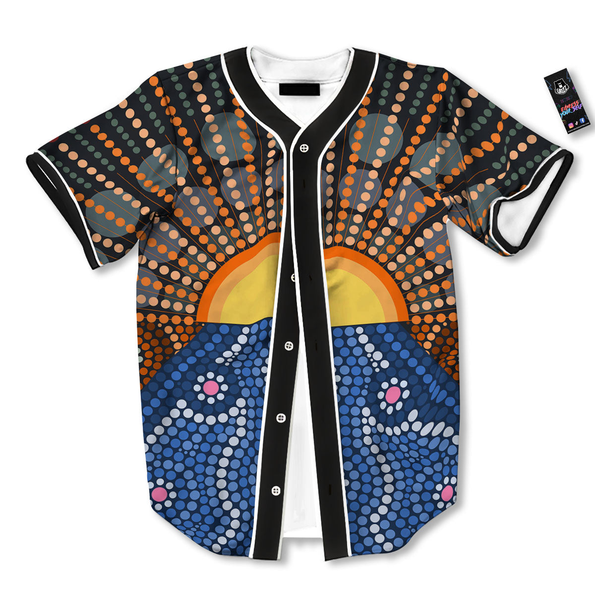 Sunset Art Aboriginal Indigenous Print Baseball Jersey-grizzshop