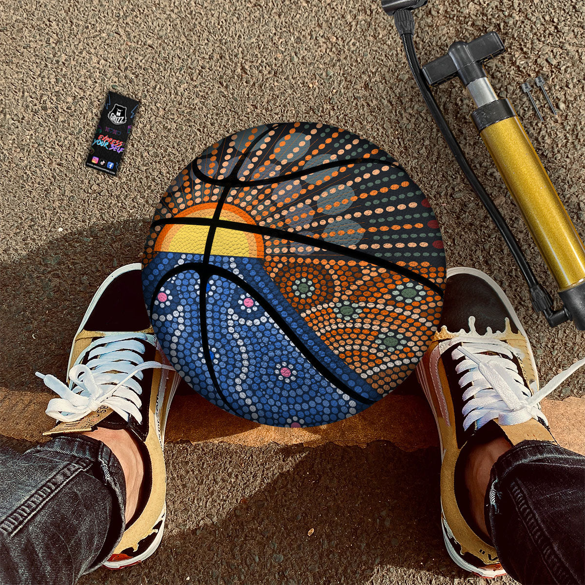 Sunset Art Aboriginal Indigenous Print Basketball-grizzshop