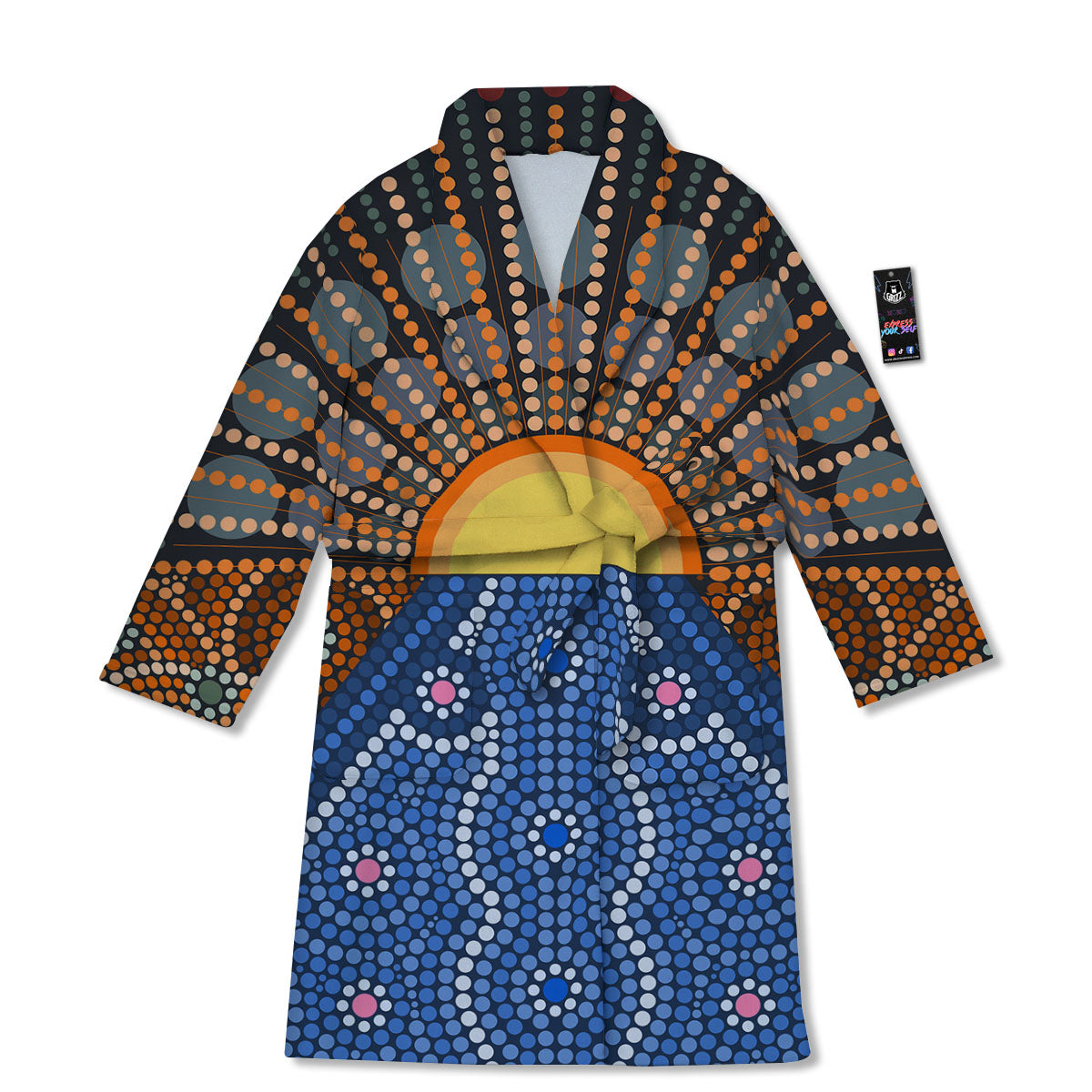 Sunset Art Aboriginal Indigenous Print Bathrobe-grizzshop