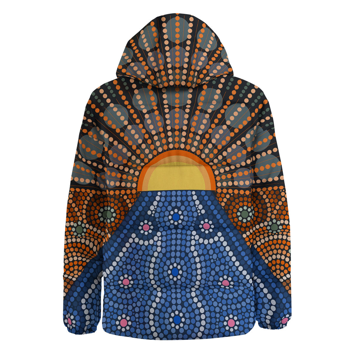 Sunset Art Aboriginal Indigenous Print Down Jacket-grizzshop