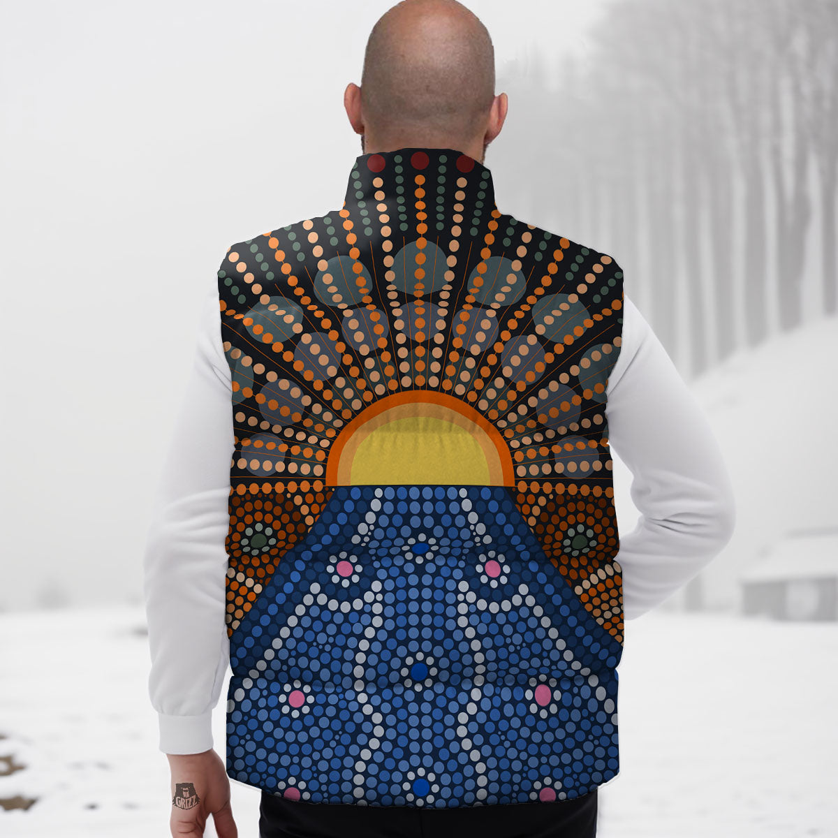Sunset Art Aboriginal Indigenous Print Down Vest