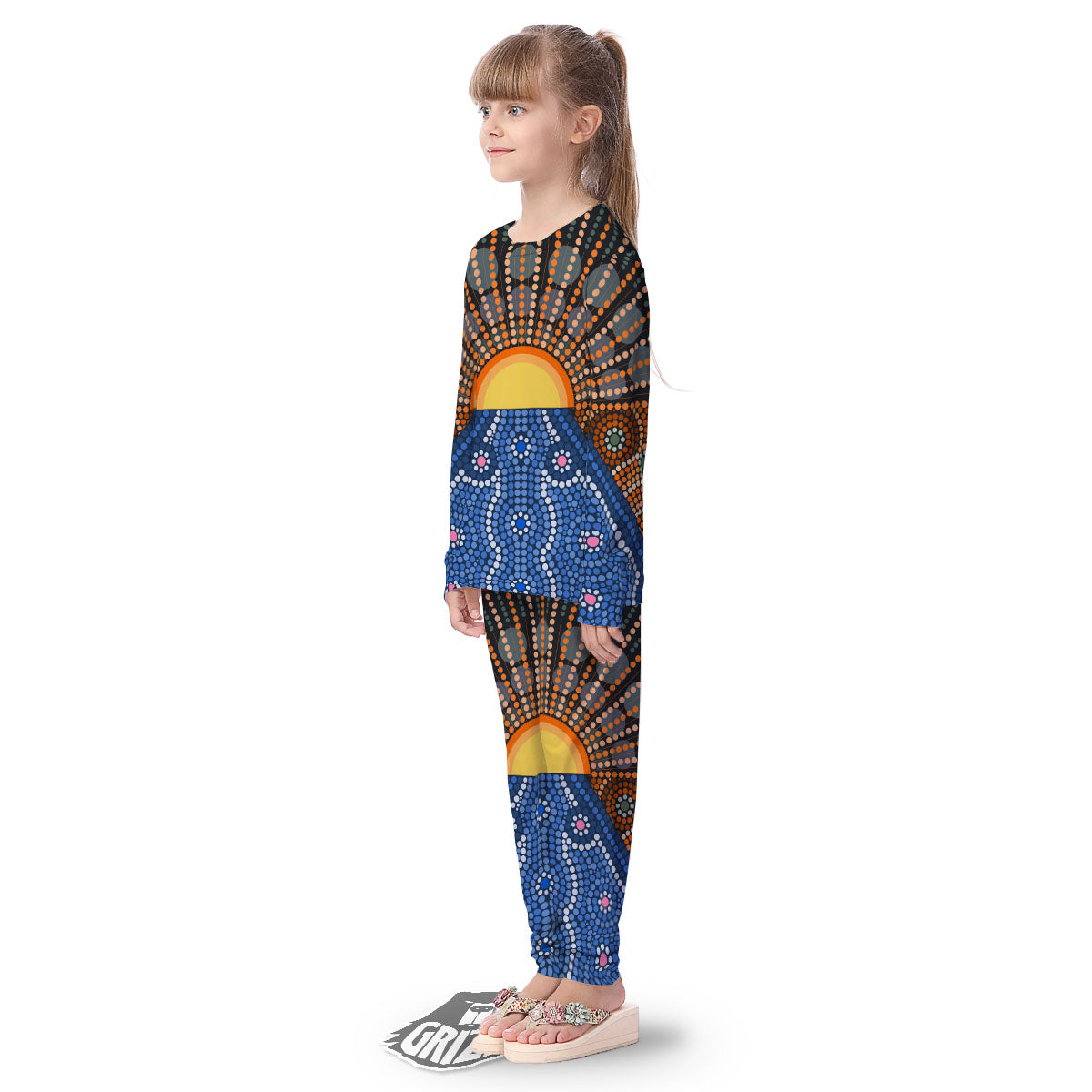 Sunset Art Aboriginal Indigenous Print Kid's Pajamas-grizzshop