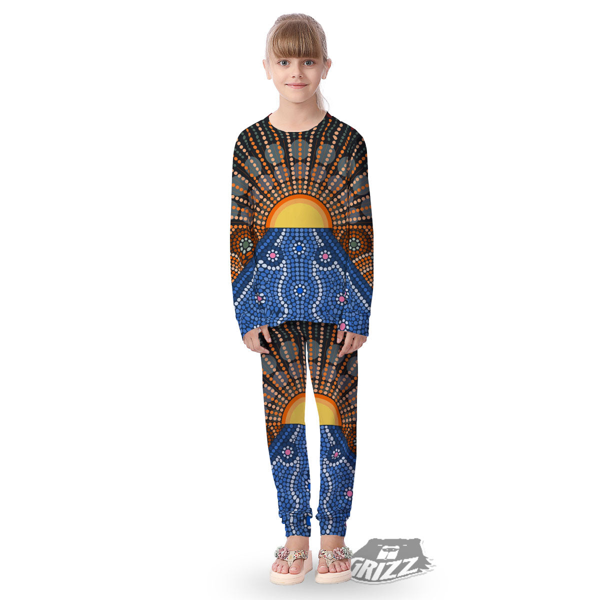 Sunset Art Aboriginal Indigenous Print Kid's Pajamas-grizzshop