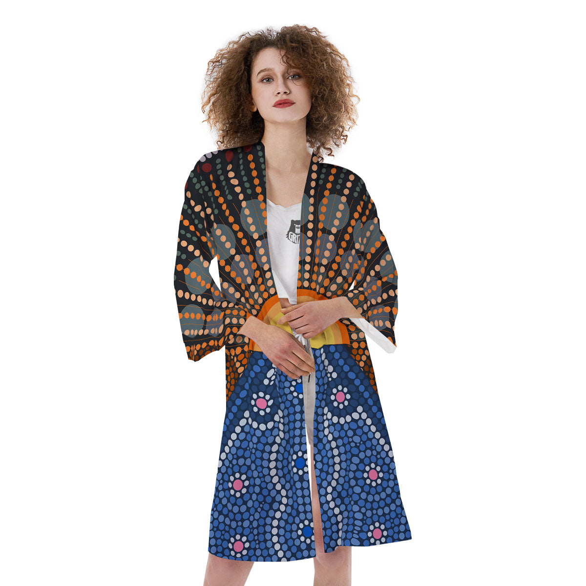 Sunset Art Aboriginal Indigenous Print Kimono-grizzshop