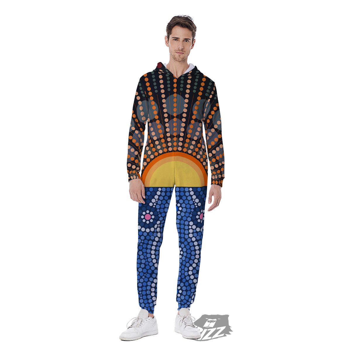 Sunset Art Aboriginal Indigenous Print Men's Jumpsuit-grizzshop